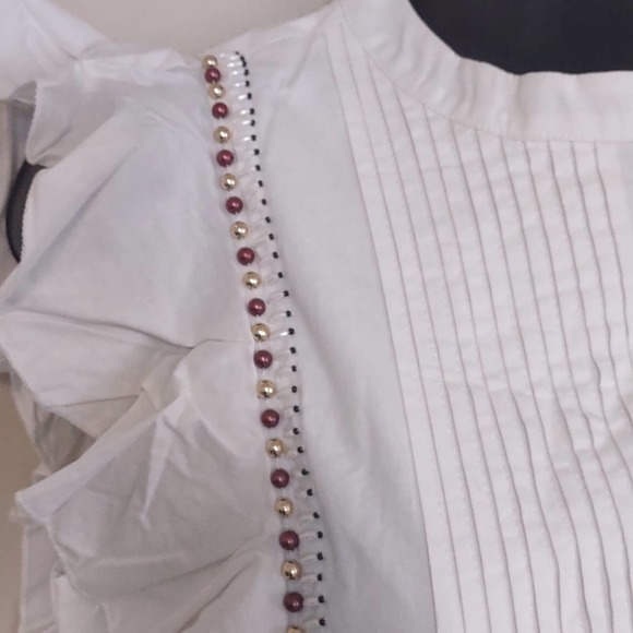 Piper By Townsen Beaded Ruffle Tunic Dress XS White - Picture 2 of 9